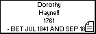 Dorothy Hayne!!