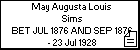 May Augusta Louis Sims